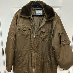 Sears Vintage Work/Snow Puffy Hooded Navy Flight Jacket. L (42-44)